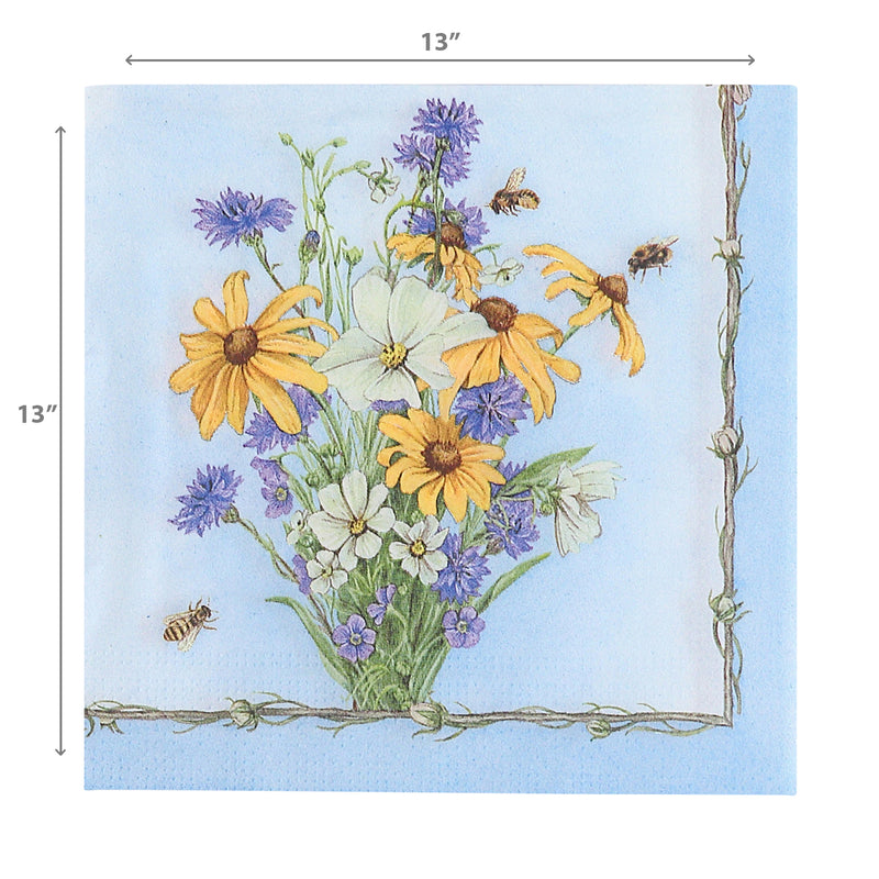 20 Pack Luncheon 3 Ply Napkin Daisies & Bees - Set of 6