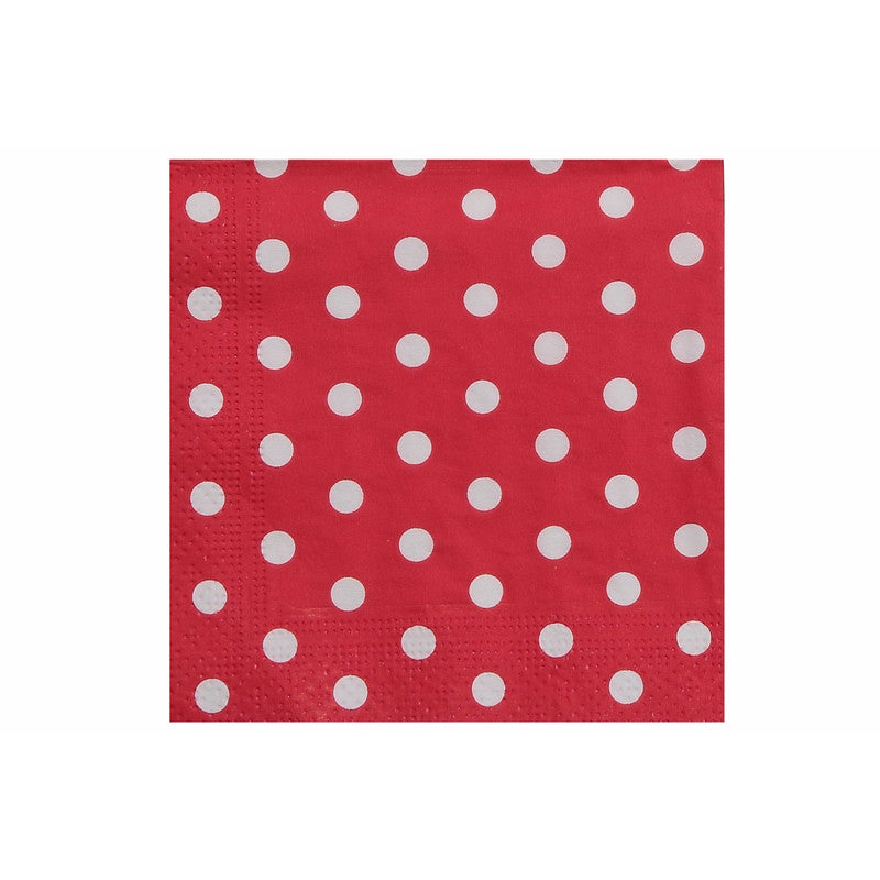 20 Pack 3 Ply Cocktail Napkin (Red Polka Dot) - Set of 6