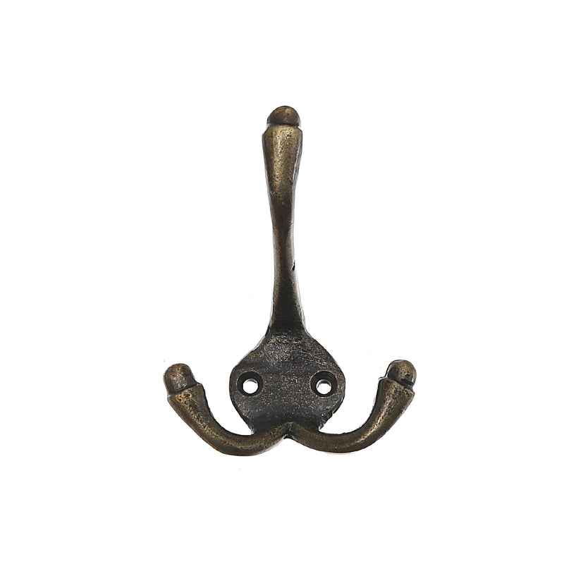 Classic Triple Iron Wall Hook (Antique Brass) - Set of 4