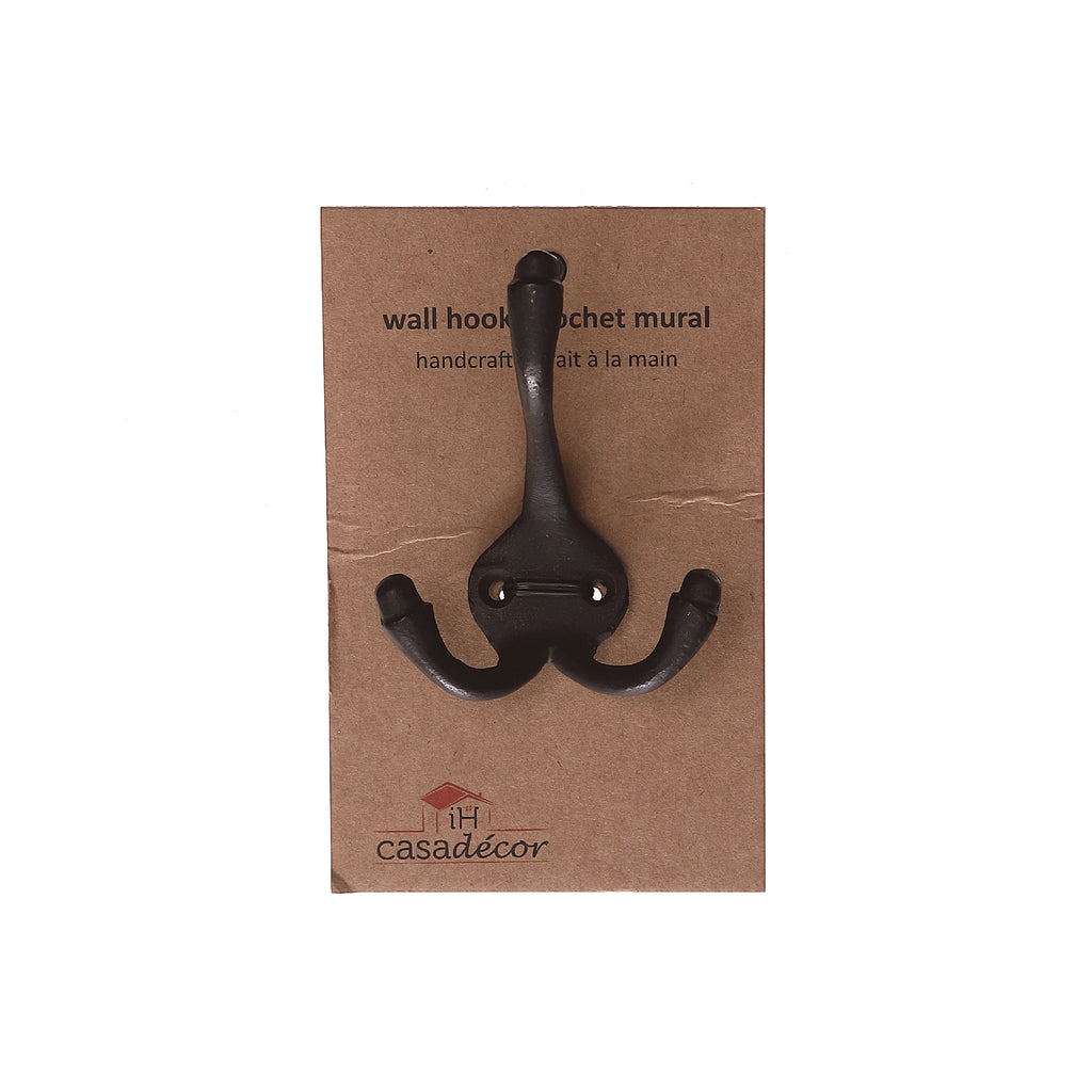 Classic Triple Iron Wall Hook (Gun Metal) - Set of 4