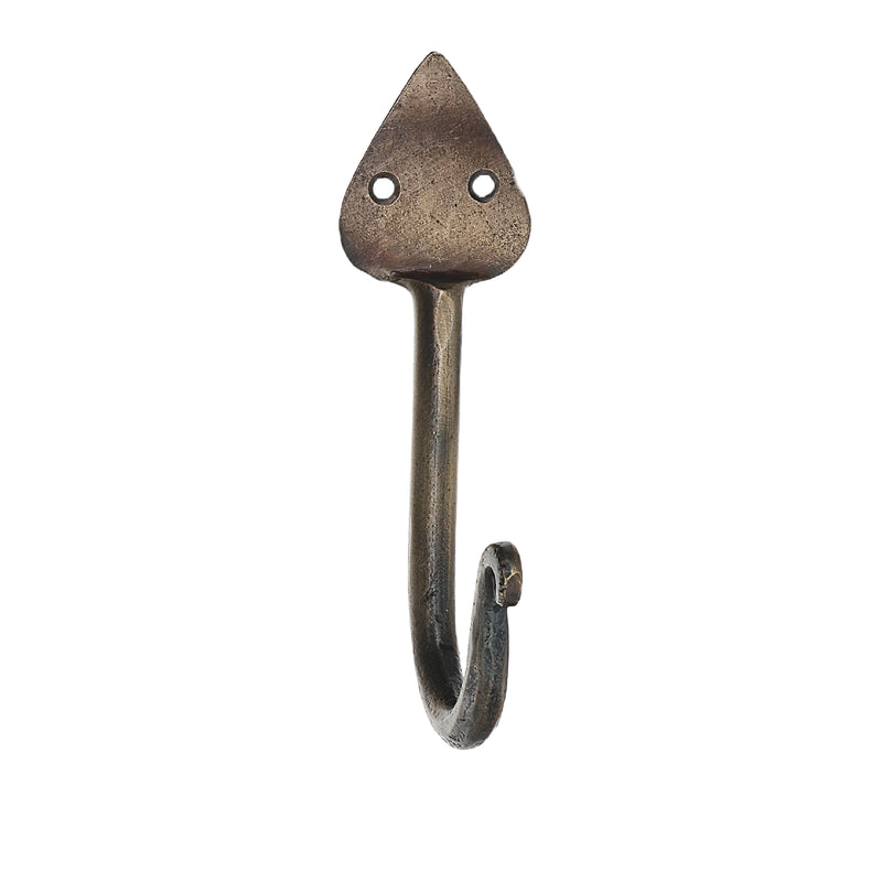 Single Spade Iron Wall Hook (Antique Brass) - Set of 4