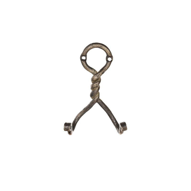 Double Twist Iron Wall Hook (Antique Brass) - Set of 4