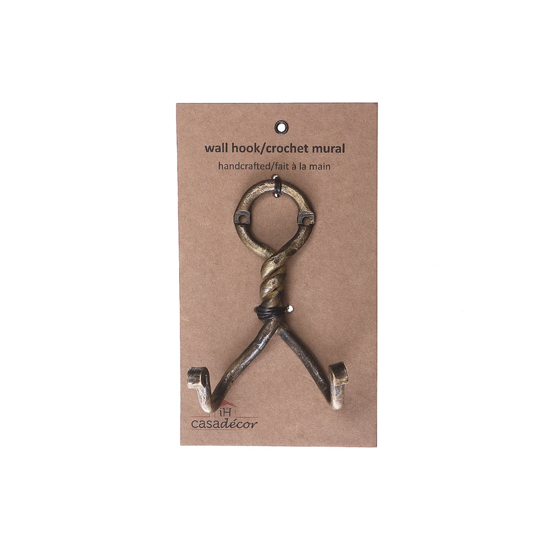 Double Twist Iron Wall Hook (Antique Brass) - Set of 4