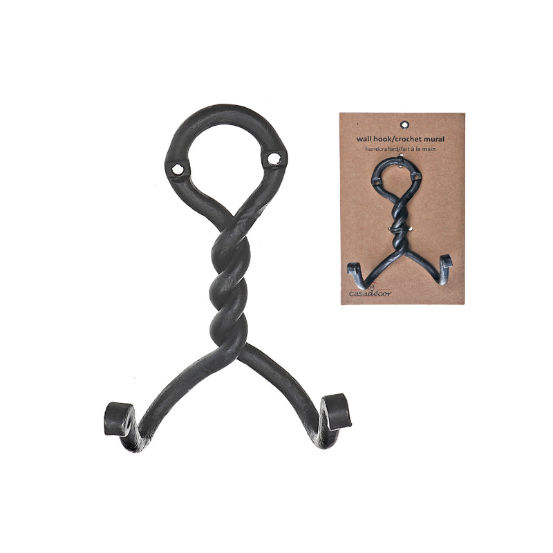 Double Twist Iron Wall Hook (Gun Metal) - Set of 4