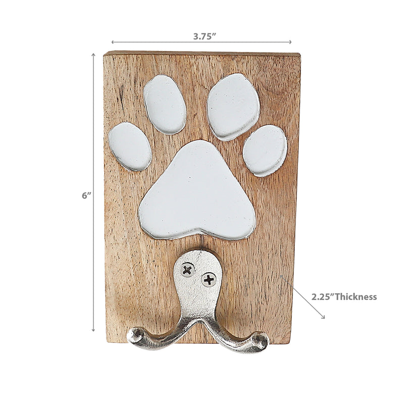 Etched Wooden Paw With Double Prong Hook Nickel