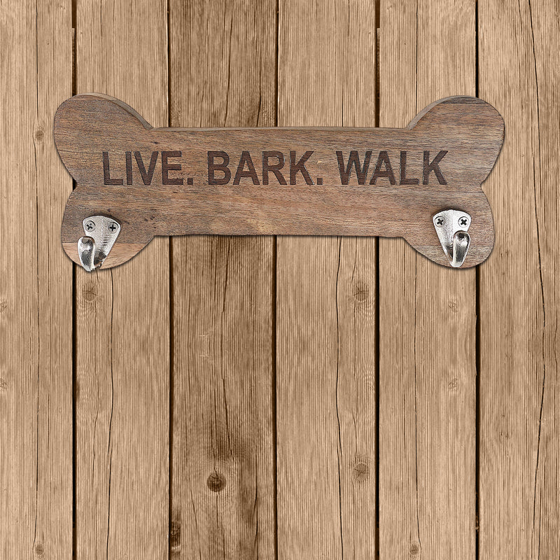 Wood Bone Shape Live Bark Walk With 2 Nickel Hooks