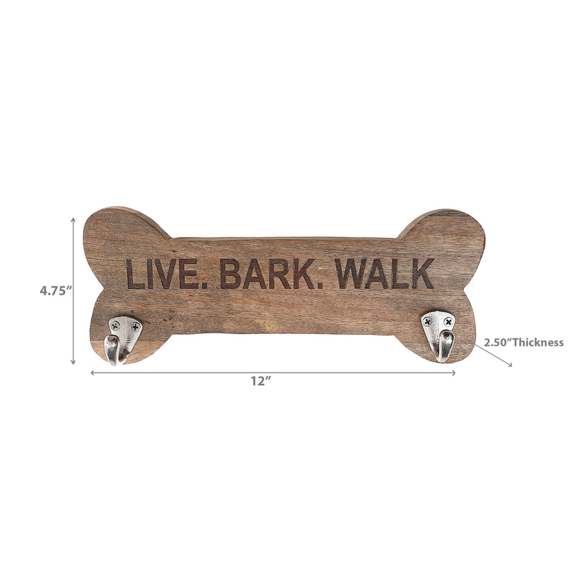 Wood Bone Shape Live Bark Walk With 2 Nickel Hooks