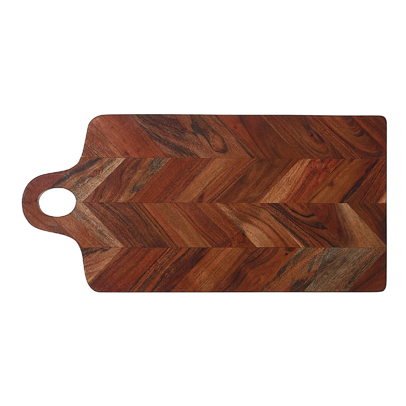 Acacia Wood Rect. Chevron Serving Board With Handle