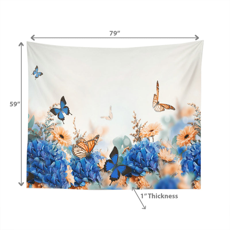 Polyester Backdrop 59" X 79" Blue Floral