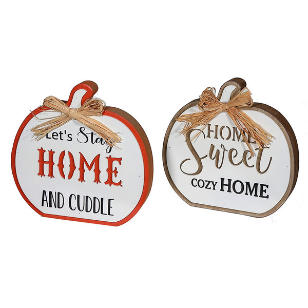 Sweet Home Pumpkin Table Sign (Asstd) - Set of 2