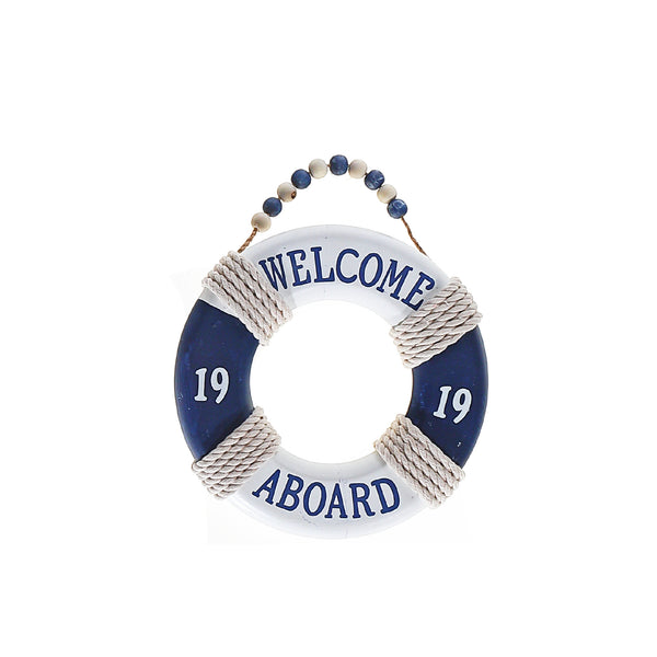 Wooden Life Buoy With Bead Hanger 9"