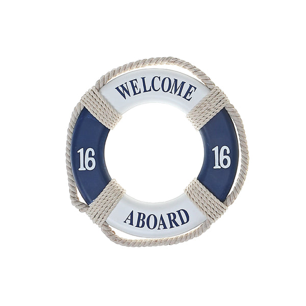 Wooden Life Buoy With Rope Decor 14.2"