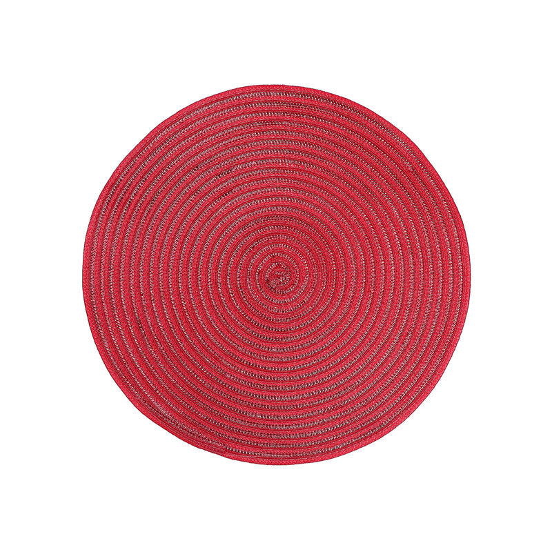 Woven Round Shimmer Placemat (Red) - Set of 12