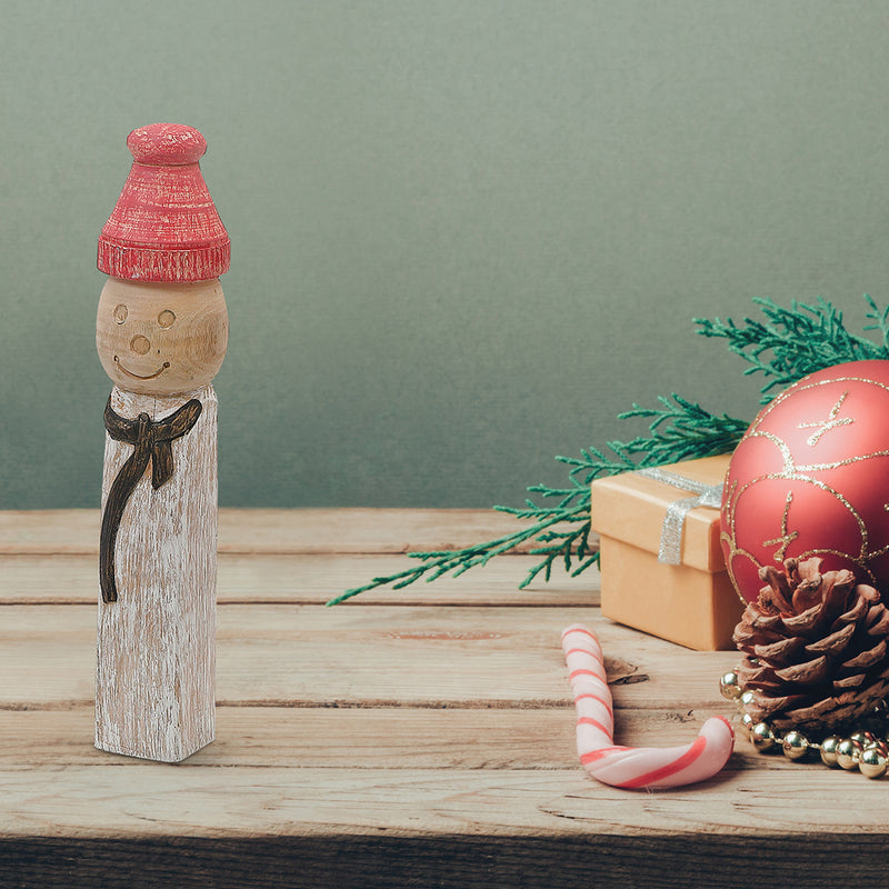 Christmas Nilgiri Wood Snowman With Toque Totem Pole