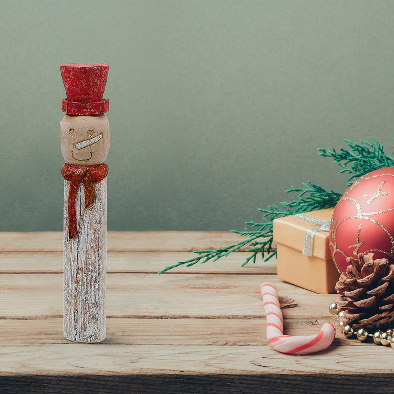 Christmas Nilgiri Wood Snowman With Top Hat Totem Pole