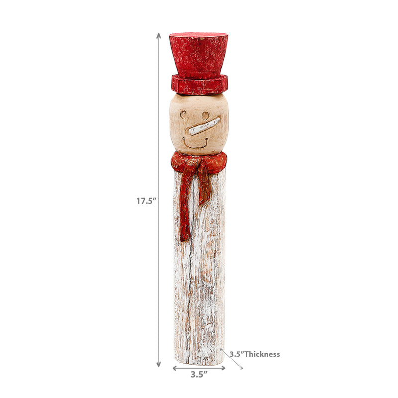 Christmas Nilgiri Wood Snowman With Top Hat Totem Pole