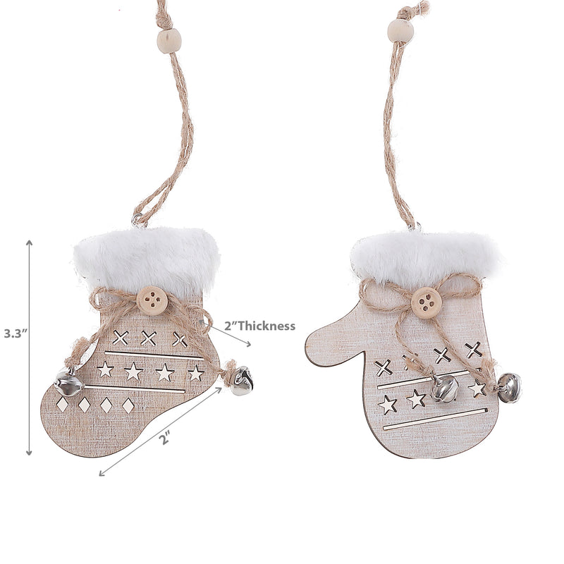 Christmas Mitt Boot Wooden Ornament  - Set of 6