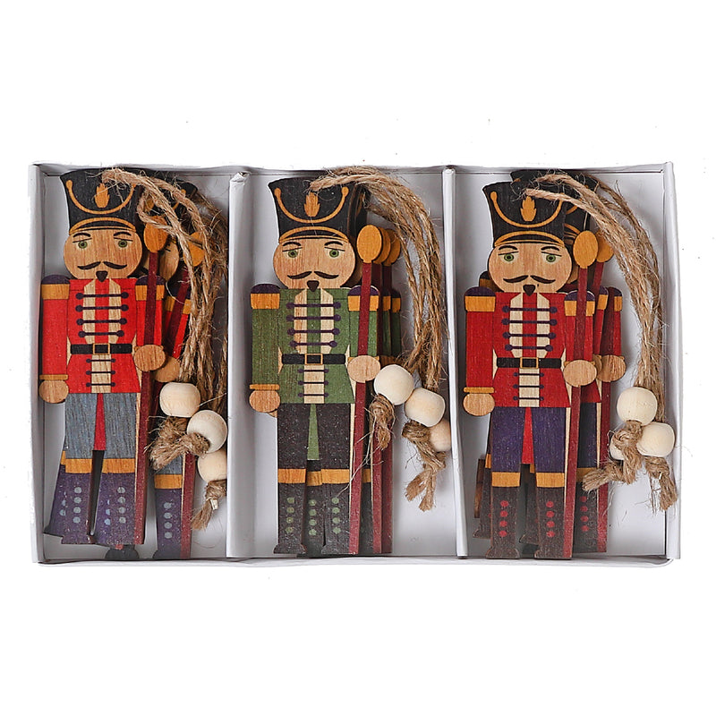 Christmas 9 Pk Wooden Nutcracker Ornaments