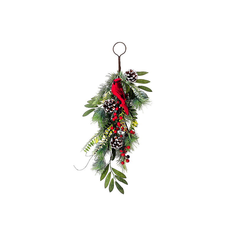 Christmas Cardinal And Pinecone Door Hanger