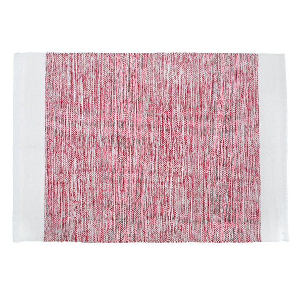 Handloom Cutton Rug With Lurex (Red)