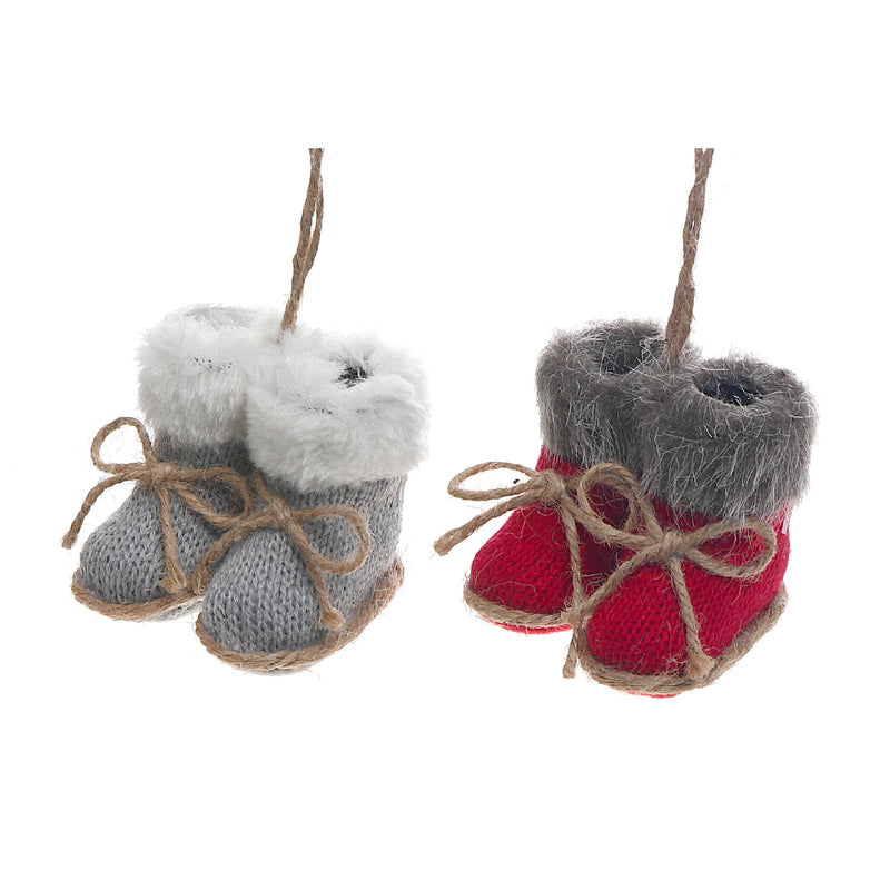 Fuzzy Knitted Boots Ornaments (Asstd) - Set of 2