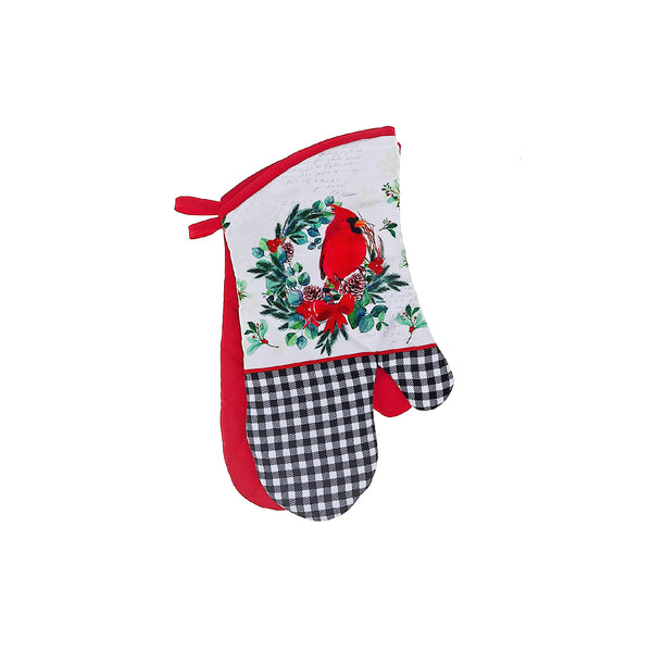 Christmas Oven Mitts 2Pcs Cardinal Wreath - Set of 2