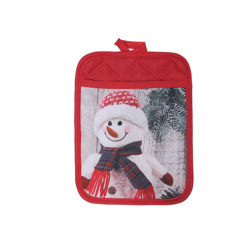 Pot Holder With Pocket (Snowman Decor) - Set of 4