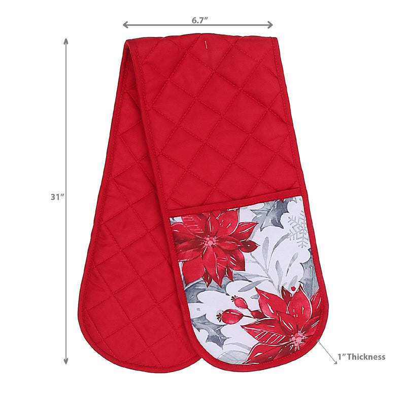 Christmas Double Oven Mitt Red Poinsettia - Set of 2