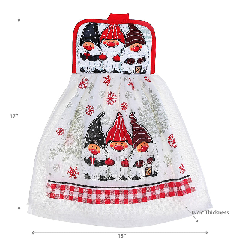 Christmas Tie Hand Towel Triple Gnome - Set of 4