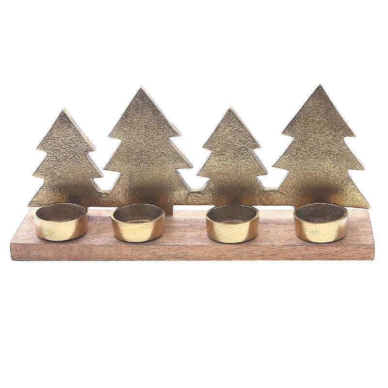 Christmas Metal Star Tree 4 Tealight Holder (Gold)