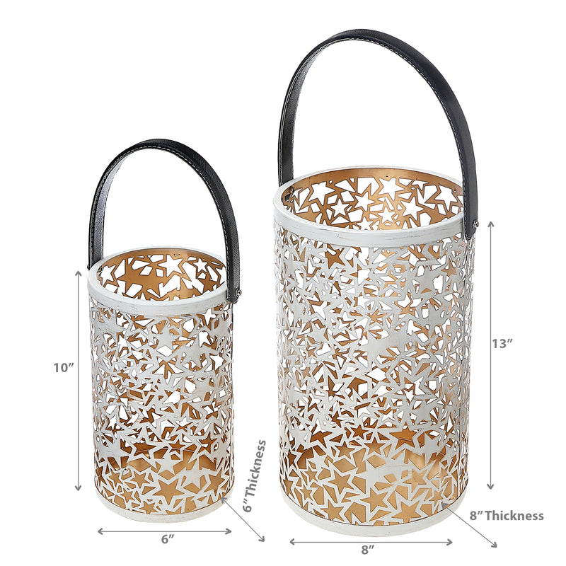 Christmas Metal Cutout Lantern Set Of 2 Star