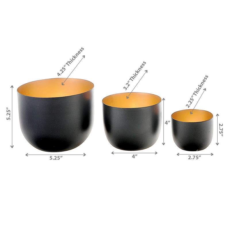 Christmas Black Metal Candle Holder Set Of 3