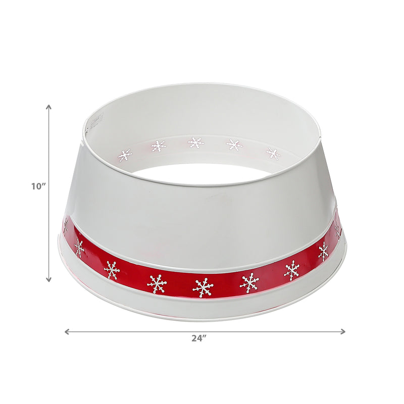 Christmas Metal White Tree Collar With Snowflakes