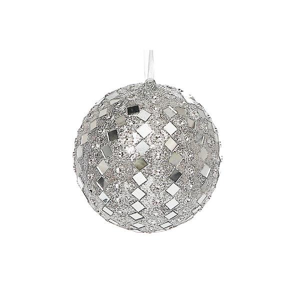 Christmas 10Cm Ornament Silver Diamond - Set of 2