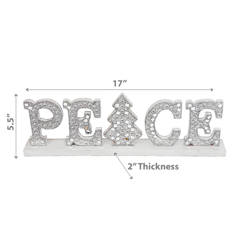 Christmas Silver Diamond Word Stand Peace