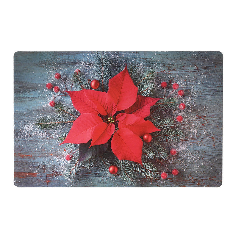 Plastic Placemat (Poinsettia Centerpiece) - Set of 12