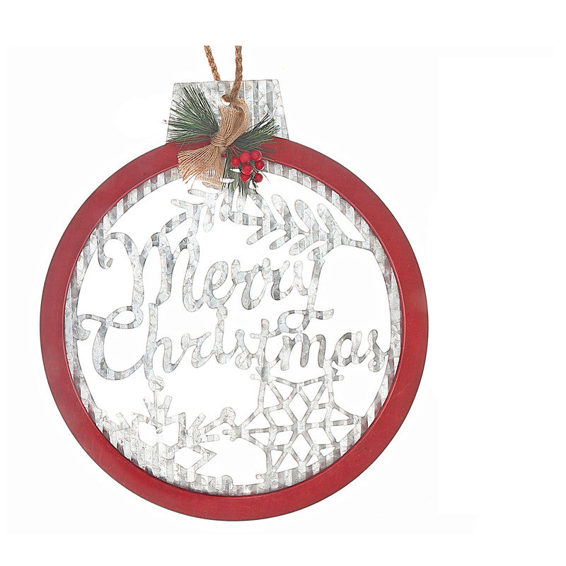 Rippled Galvanized Cut Out Wall Ornament (Merry Christmas)