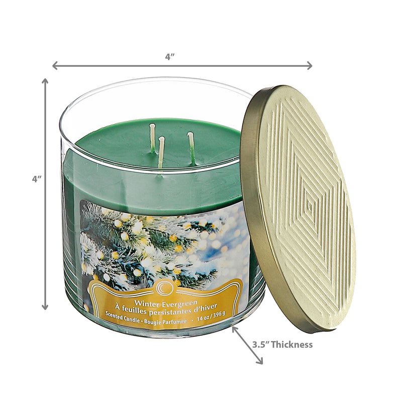 Christmas 14 Oz 3 Wick Jar Candle Evergreen - Set of 2