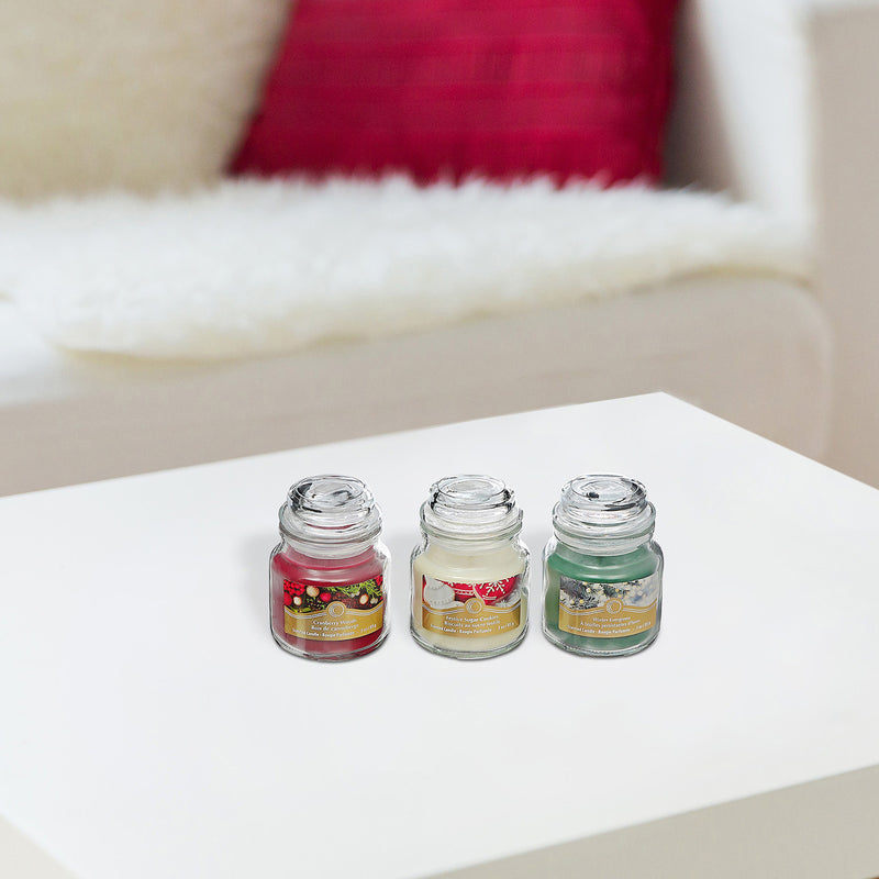 Christmas 3 Pk 3Oz Scented Glass Jar Candle Gift Set