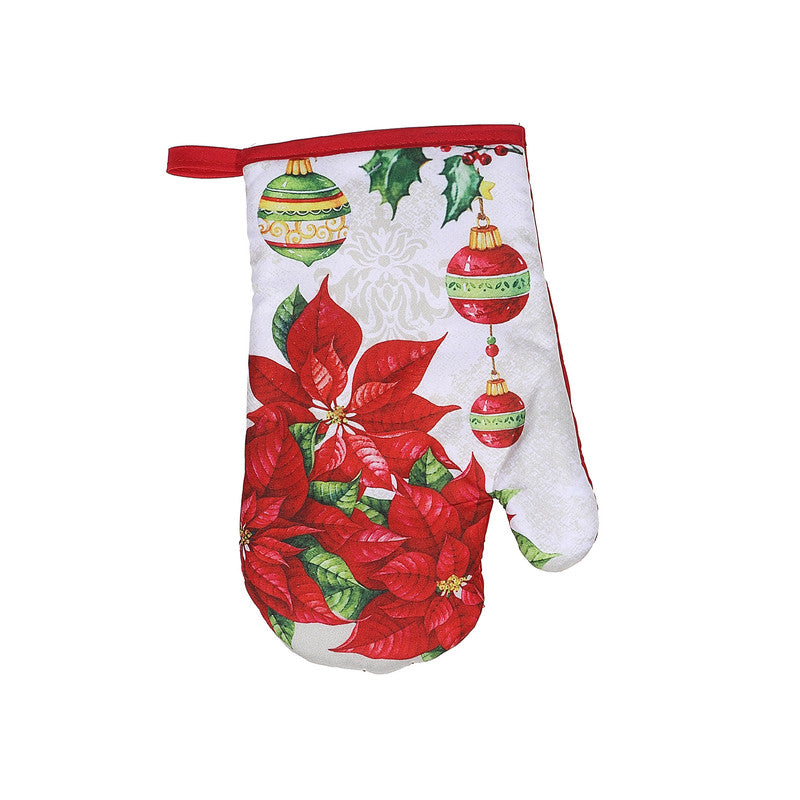 Oven Mitt (Ornaments Poinsettia) - Set of 4