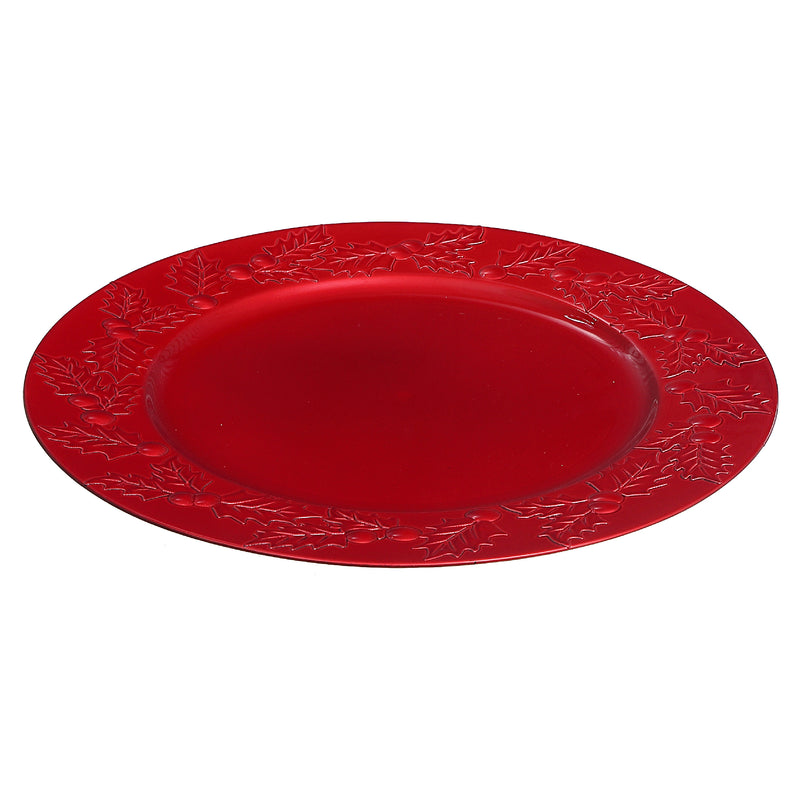 Charger Plate (Hollyberries) (Red) (13") - Set of 6