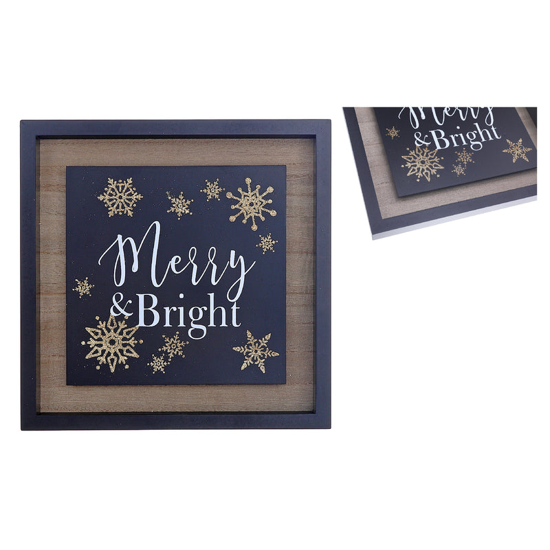 Christmas Black Snowflake Sign Merry & Bright