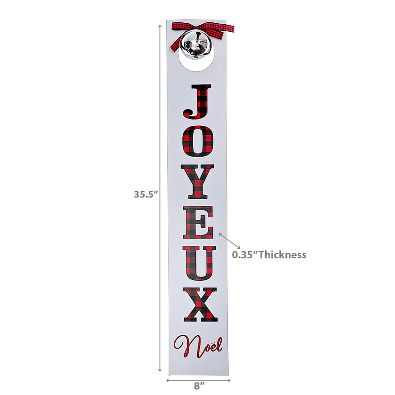 Christmas Wood Vertical Sign With Bell Joyeux Noel