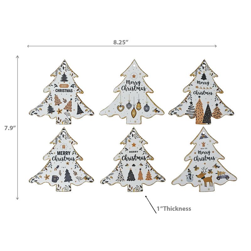 Christmas Ceramic Tree Shape Trivet Merry Christmas  - Set of 6