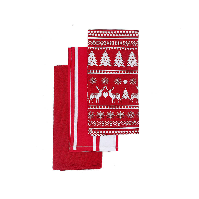 Kitchen Towel (Set Of 3) (Red Reindeer)