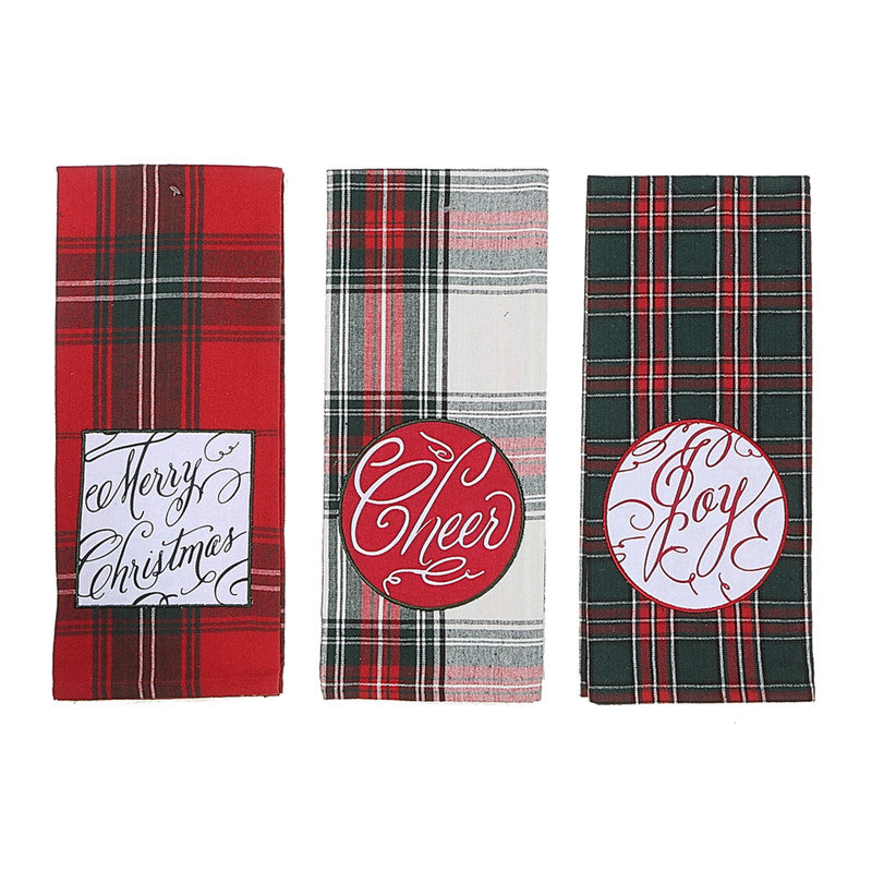 Embedded Christmas Cheer Kitchen Towel (Asstd) - Set of 6