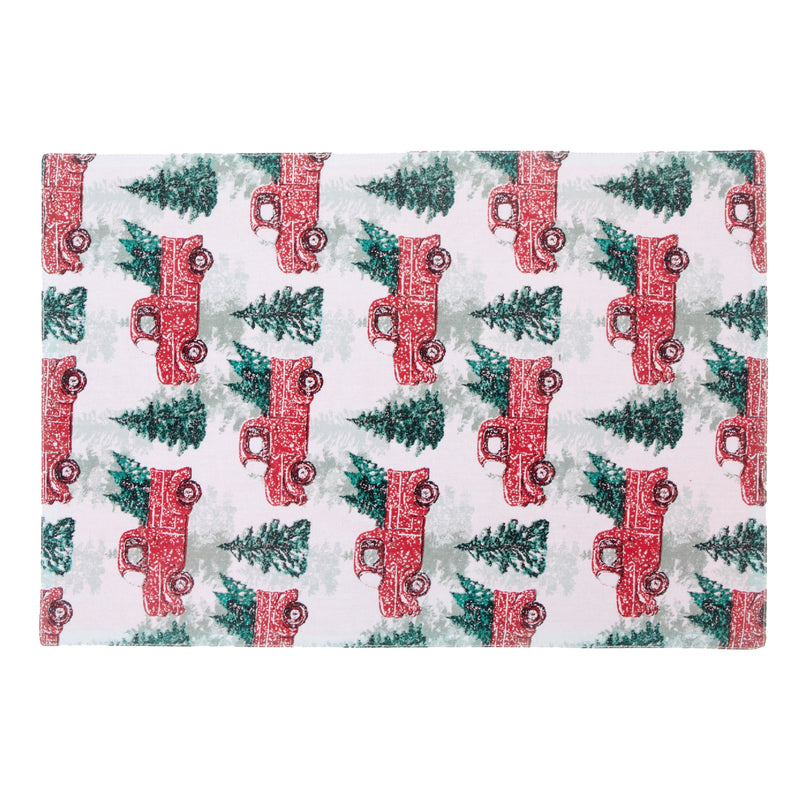 Cotton Placemat (Red Truck With Tree) - Set of 12