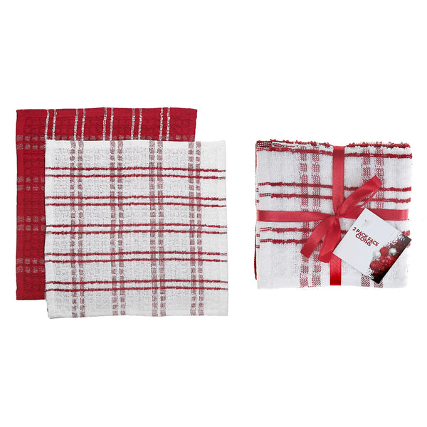 2 Pack Red Checkered Terry Dish Cloths - Set of 2