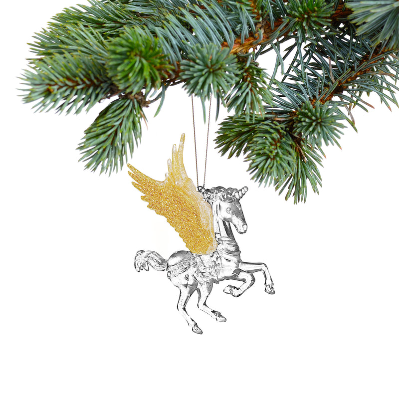 Christmas Acrylic With Gold Ornament Unicorn - Set of 12