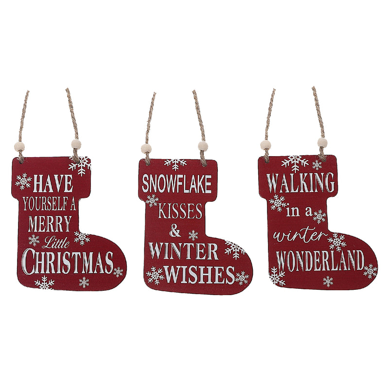 Christmas Flat Stockiing Shape Ornament - Set of 6